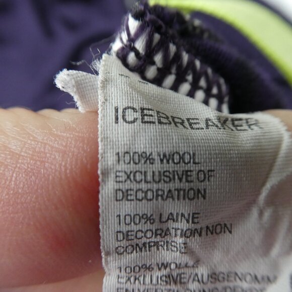 IceBreaker Dark Purple Striped Merino Wool Long Sleeve Knit Tee Top V Neck M - Picture 5 of 6